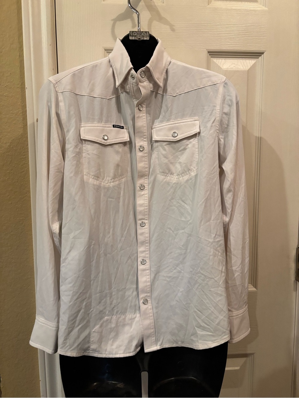 Odessa Poncho  Men's White performance Western Shirt with pearl buttons
